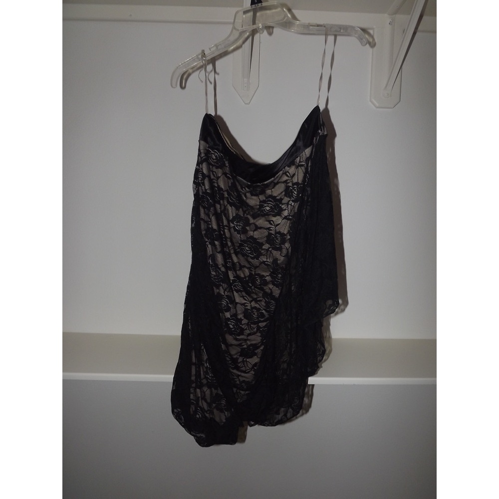 Black and Nude Lace Cocktail Dress